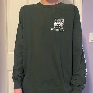 DARK GREEN LONG SLEEVE SHIRT GRAPHIC CREWNECK
